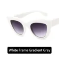 Trendy white cat-eye sunglasses with gradient grey lenses for women and girls - White Frame Gradient Grey Lens