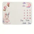 Cute rabbit and squirrel watercolor baby milestone blanket for monthly growth photos - 91x102cm / SMT-001 (Rabbit and Stars)