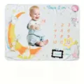 Soft baby milestone blanket with cute rabbit and moon design for tracking monthly growth - 91x102cm / SMT-003 (Moon Rabbit)
