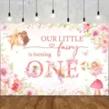 Floral fairy 1st birthday photography backdrop for baby girl party decoration photo background - Soft Floral Fairy Theme (DABJB105) / 180x120cm