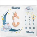 Customizable elephant baby milestone blanket for photography and nursery decor - 91x102cm / Style 2