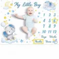 Soft baby milestone blanket with cute elephant print for monthly growth tracking photos - 91x102cm / Style 3