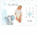 Baby milestone blanket featuring cute elephant print and monthly numbers for photography - 91x102cm / Style 4