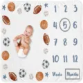 Sports theme baby milestone blanket milestone photography blanket for growth recording - 91x102cm / Sports Theme C (SMT-004)