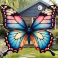 Vibrant colorful butterfly shaped photography backdrop for children party photo props - Butterfly Shape Style 1 (SYX-001) / 180x160