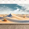 Desert landscape photography backdrop with blue sky and sand dunes for party decorations - 95x75cm