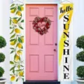 Summer lemon themed porch banners featuring hello SUNSHINE text for home decor - 30x150cm