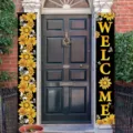 Set welkomstbanners met zonnebloemen en bijen voor decoratie van de lentetuin en veranda - 30x180cm