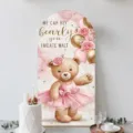 Toile de fond en arche ours ballerine rose pour décoration de baby shower et accessoires - Polyester Standard / 120x50cm