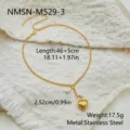 Detailed view of stainless steel heart and moon pendant necklace with measurements - Heart and Moon Style (NMSN-M529-3) / 46+5cm Clavicle Chain / Gold