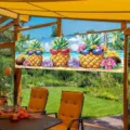 Tropical Hawaiian pineapple theme banner for summer party patio and fence decoration. - Hole Punched Style With Rope / 30x120cm