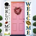 Football theme welcome porch banners for home front door sports party decoration - 30x180cm / White