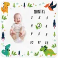 Dinosaur forest themed baby milestone blanket for infant monthly growth photography background - 91x102cm / White (Dinosaur Pattern)