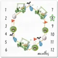 Golf themed baby monthly milestone blanket with watercolor illustrations and numbers - Peach Skin Style / 91x102cm