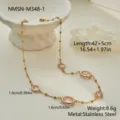 Detailed view of pink zircon necklace with length and weight specifications. - 18K Gold / Pink (NMSN-M348-1)
