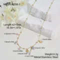 Pastoral style stainless steel necklace featuring colorful beads and gold floral charms - Flying Bird and Flower Colorful Beaded Necklace (NMSN-M258-1) / 18K Gold / Gold
