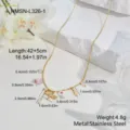 Detailed measurements of dragonfly and flower charm necklace in stainless steel - Dragonfly Flower Leaf Style (NMSN-L326-1) / 18K Gold / Gold