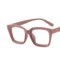 Stylish retro square khaki glasses frame with gold rice nails and clear lenses for daily wear - Square Rice Nail Style (7050) / Khaki