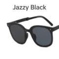 Elegante heer zwarte opvouwbare mode zonnebril met hoge UV-bescherming voor dames. - Metalen Scharnier / Jazz Zwart