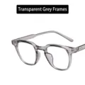 Transparent gray retro glasses frame featuring anti-blue light clear lenses. - Transparent Gray