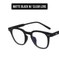Retro anti-blue light eyeglasses with small matte black frames and clear lenses - Matte Black