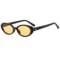 Lunettes de soleil ovales de style vintage avec monture noire et verres jaunes - Taille unique / Noir Brillant Lentille Orange