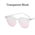Retro transparent blush pink tinted eyeglasses with clear frames and rivet detail - Transparent Blush