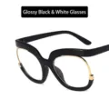 Montura de gafas de gran tamaño anti-luz azul en color negro con lentes transparentes - Negro Brillante Lente Transparente