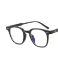 Gafas de moda con montura negra y lentes transparentes de estilo coreano minimalista - Negro Brillante Lente Transparente
