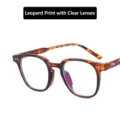 Gafas vintage de carey con montura cuadrada y lentes transparentes de estilo retro - Leopardo / Lente Clara