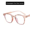 Gafas de moda con montura cuadrada translúcida rosa champán y lentes transparentes - Montura Té Champaña Lente Clara
