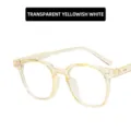 Trendy transparent yellow square frame glasses featuring a retro minimalist design - Transparent Yellow / Clear Lens