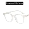Fashionable Korean style small face glasses with transparent frame and clear lenses - Transparent White White Lens