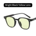 Trendy black frame sunglasses with yellow tinted lenses for UV protection and style - Glossy Black Yellow Lens