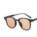 Korean style sunglasses with bright black frame and tea brown lenses for small faces - Bright Black Tea Lens