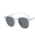 Trendy Korean style white frame sunglasses featuring solid grey lenses for men and women - Solid White Gray Lens