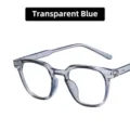 Stylish Korean style transparent blue frame glasses with clear lenses for small faces - Transparent Blue Clear Lens