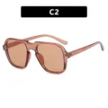 Retro oversized men's sunglasses with transparent tea frame and tinted lenses. - Champagne Light Tea (C2)