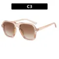 Retro oversized sunglasses with transparent champagne frame and brown gradient lenses - Champagne Gradient Tea Lens (C3)