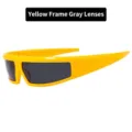 Lunettes de soleil de cyclisme Y2K avec monture jaune vif et verres gris fumés - Monture Jaune Verres Gris