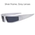 Lunettes de soleil cyclisme Y2K futuristes avec monture argent et verres gris sport - Monture Argent Verres Gris