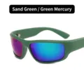 Y2K pilot sunglasses featuring a matte green frame and iridescent green mercury lenses - Matte Green Frame with Green Mirror Lens