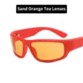 Trendy Y2K style pilot sunglasses featuring a matte red frame and vibrant orange lenses - Matte Orange Frame with Tea Lens