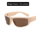 Trendy Y2K style sunglasses featuring a chunky cream frame and brown tea lenses for women - Cream Frame Tea Lens