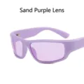 Stylish Y2K purple pilot sunglasses with matte frame and transparent tinted lenses - Matte Purple Frame with Purple Lens