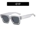 Gafas de sol retro cuadradas con montura gris transparente y lentes oscuras con UV - Bisagra de Metal / Gris Transparente Lentes Grises