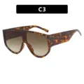 Fashion oversized shield sunglasses with tortoiseshell frame and gradient lenses - Shield Style (9095) / Leopard Brown Gradient