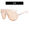 Trendige Oversized-Shield-Sonnenbrille mit transparentem champagner-orangefarbenem Rahmen - Champagner Helltee (C3) / Metallscharnier