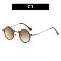 Gafas de sol steampunk redondas retro con montura de carey y lentes degradadas, variante C1 - Como se muestra / Montura Carey Lentes Té (C1)