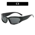 Kids Y2K futuristic cycling sunglasses in sleek black finish, variant C3 sport model - Black Frame Grey Lens